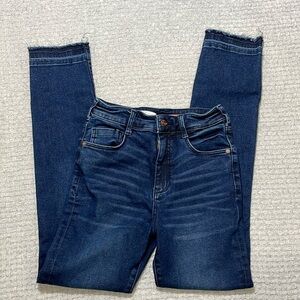 Pilcro Anthropologie high rise cigarette jeans Frayed Hem Size 26